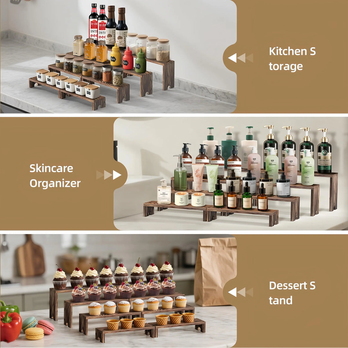 Wooden Tiered Display Riser Stands For Vendor Events