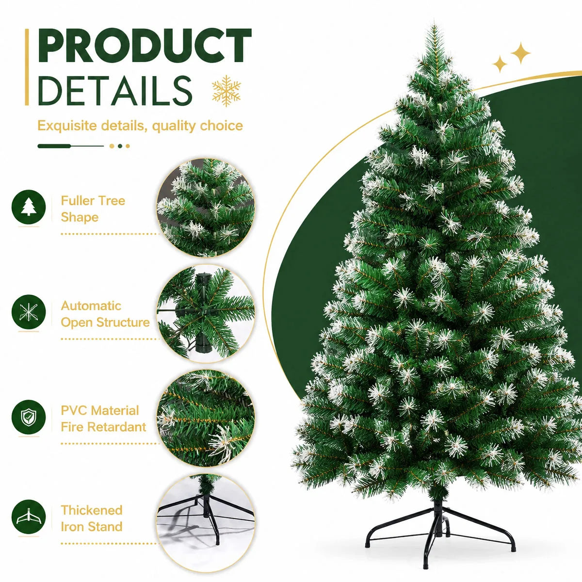 Artificial Christmas Tree With Foldable Metal Base For Holiday Decor