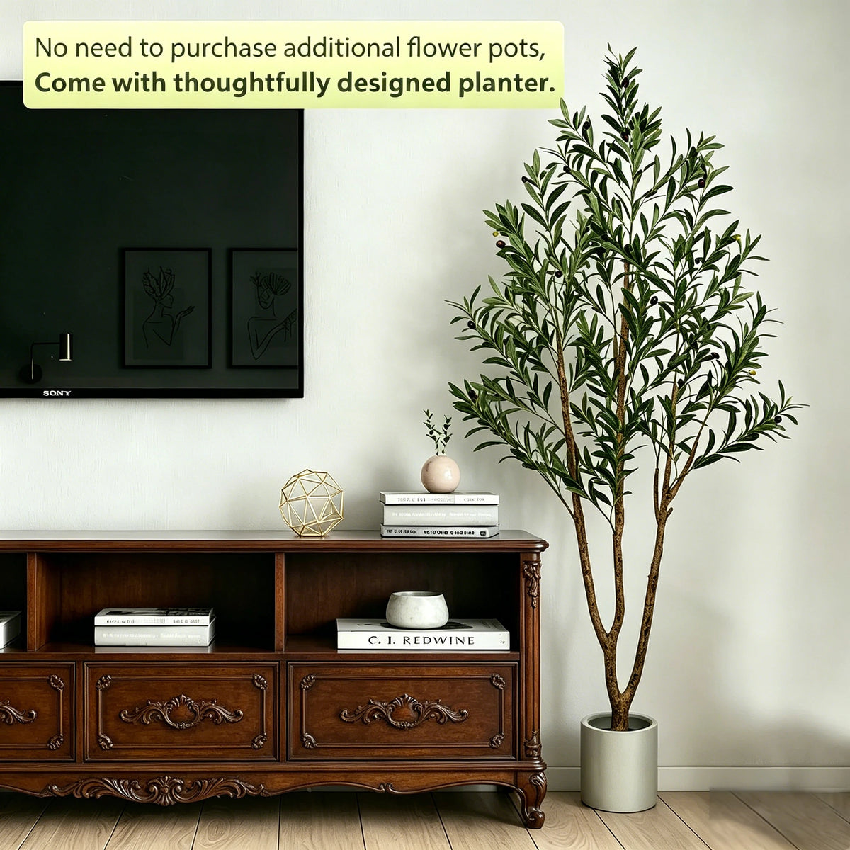 Olitree Artificial Olive Tree With Natural Trunk And Lifelike Fruits