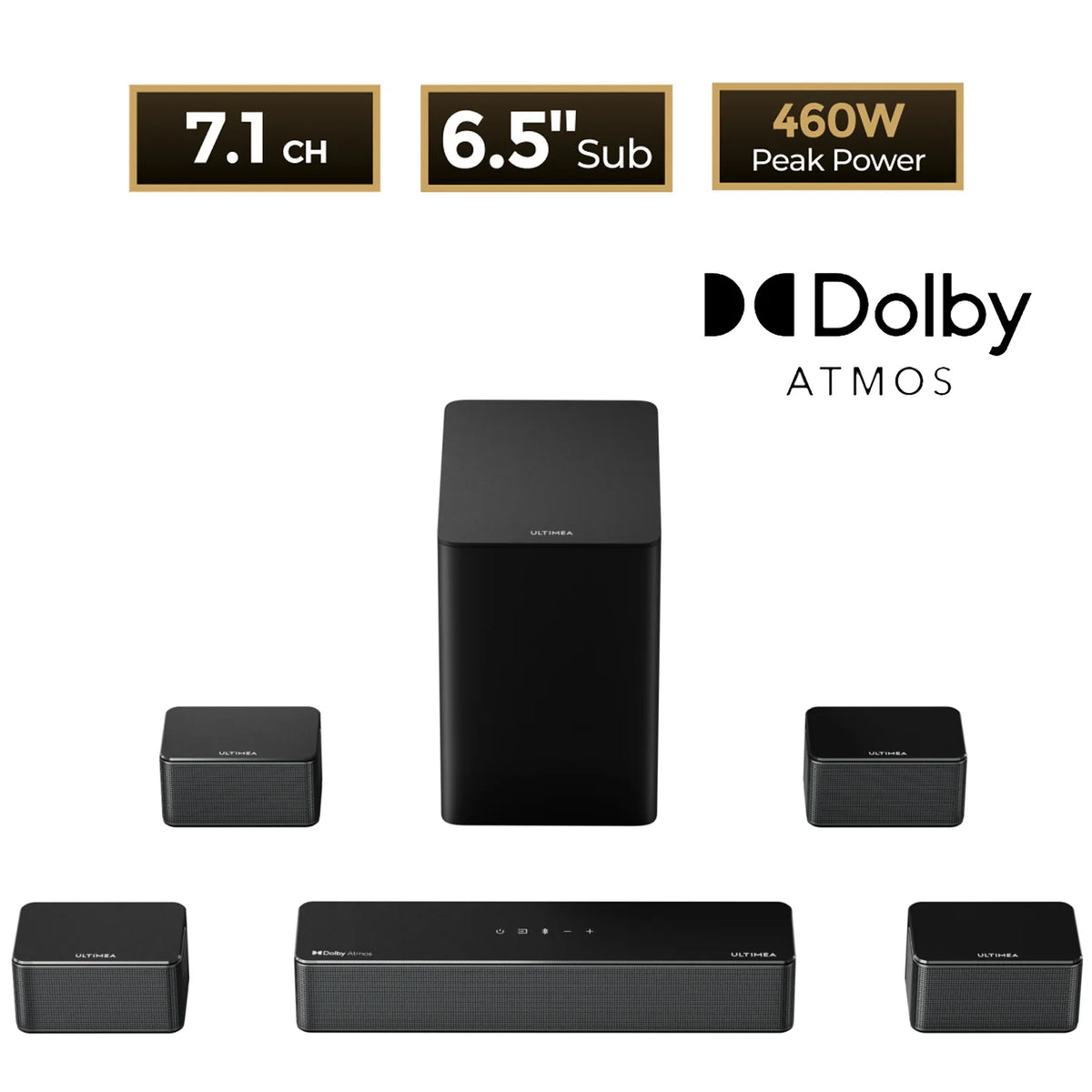 ULTIMEA Dolby Atmos 7.1 Soundbar With Wireless Subwoofer And Speakers