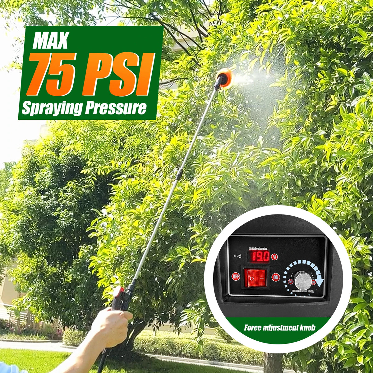 Electric Garden Backpack Sprayer With Telescopic Wand And Five Nozzles