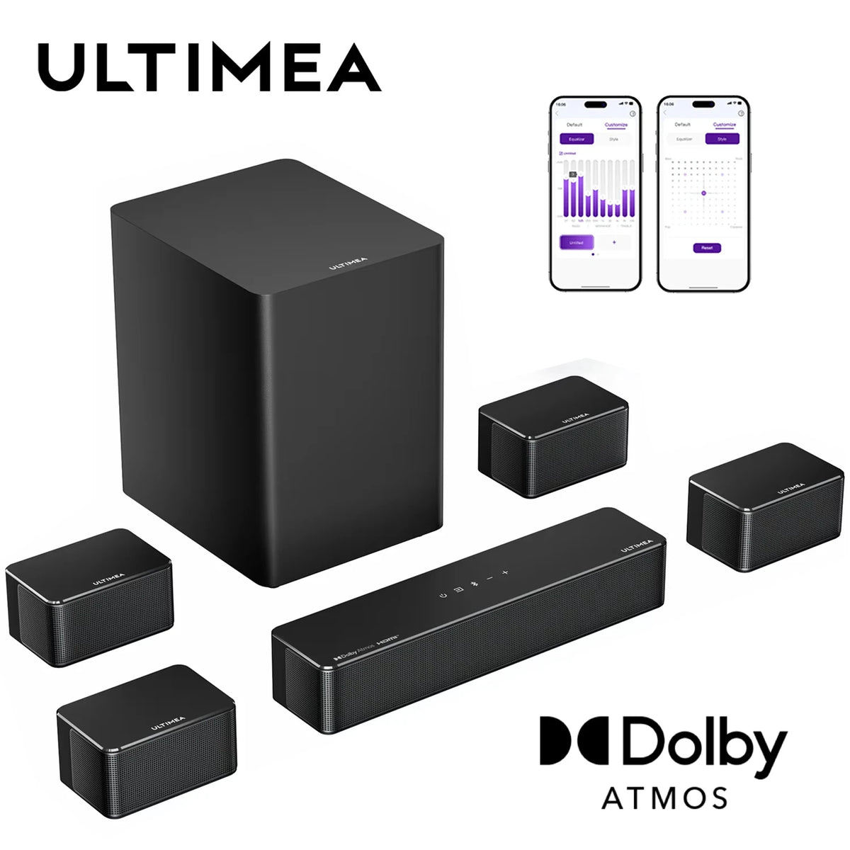 ULTIMEA Dolby Atmos 7.1 Soundbar With Wireless Subwoofer And Speakers