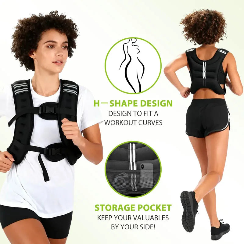 Reflective Weighted Vest with Pocket for Fitness Training