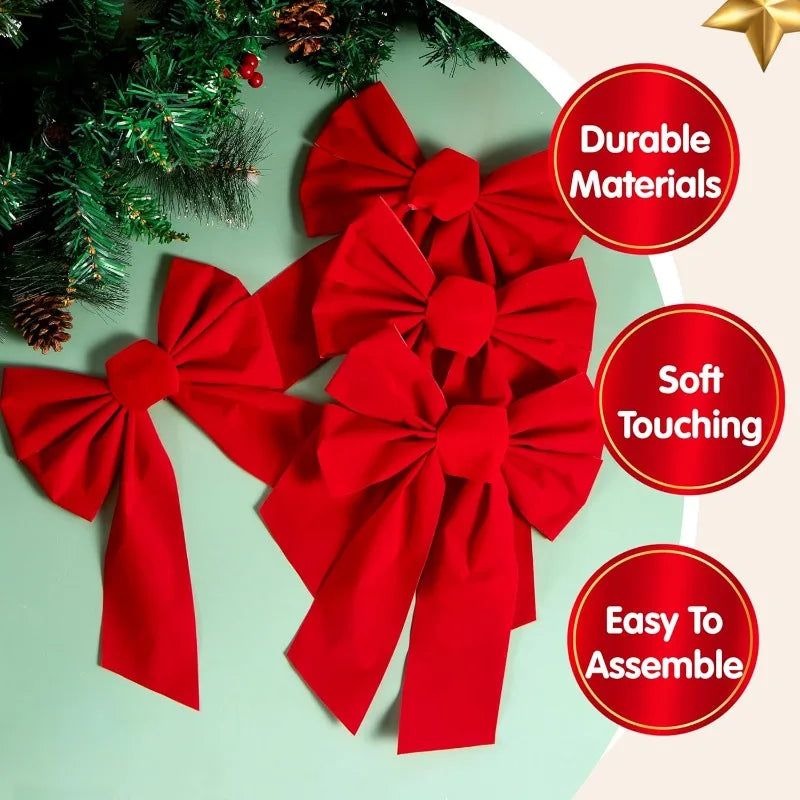 Joyfy Velvet Christmas Bows for Wreaths Garlands and Holiday Decor