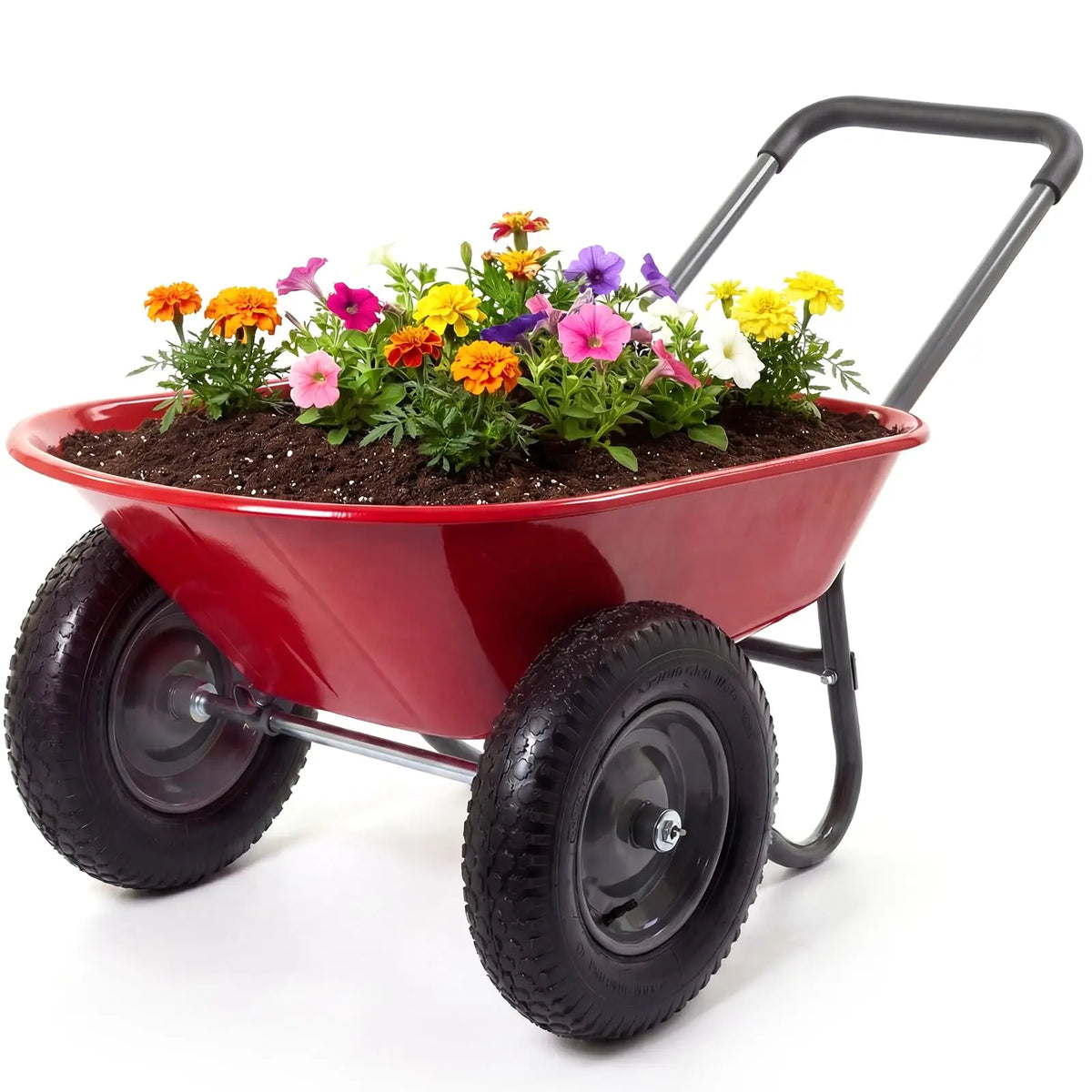 HiMISS Dual Wheelbarrow Garden Utility Cart With Dump Bed