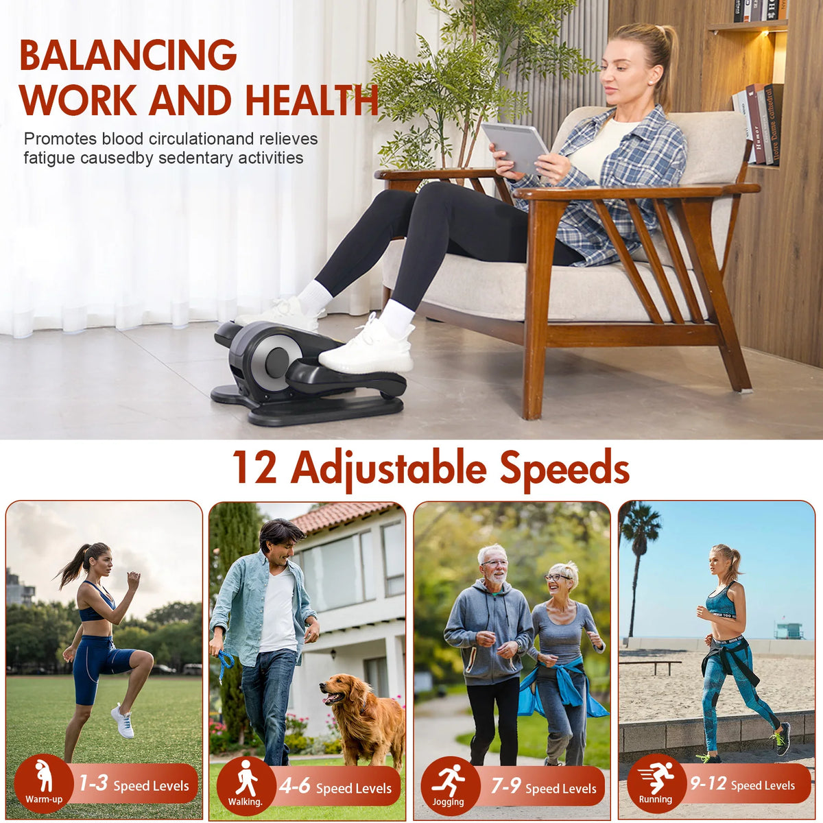 Gamewiu Under Desk Elliptical Leg Exerciser With Remote Control