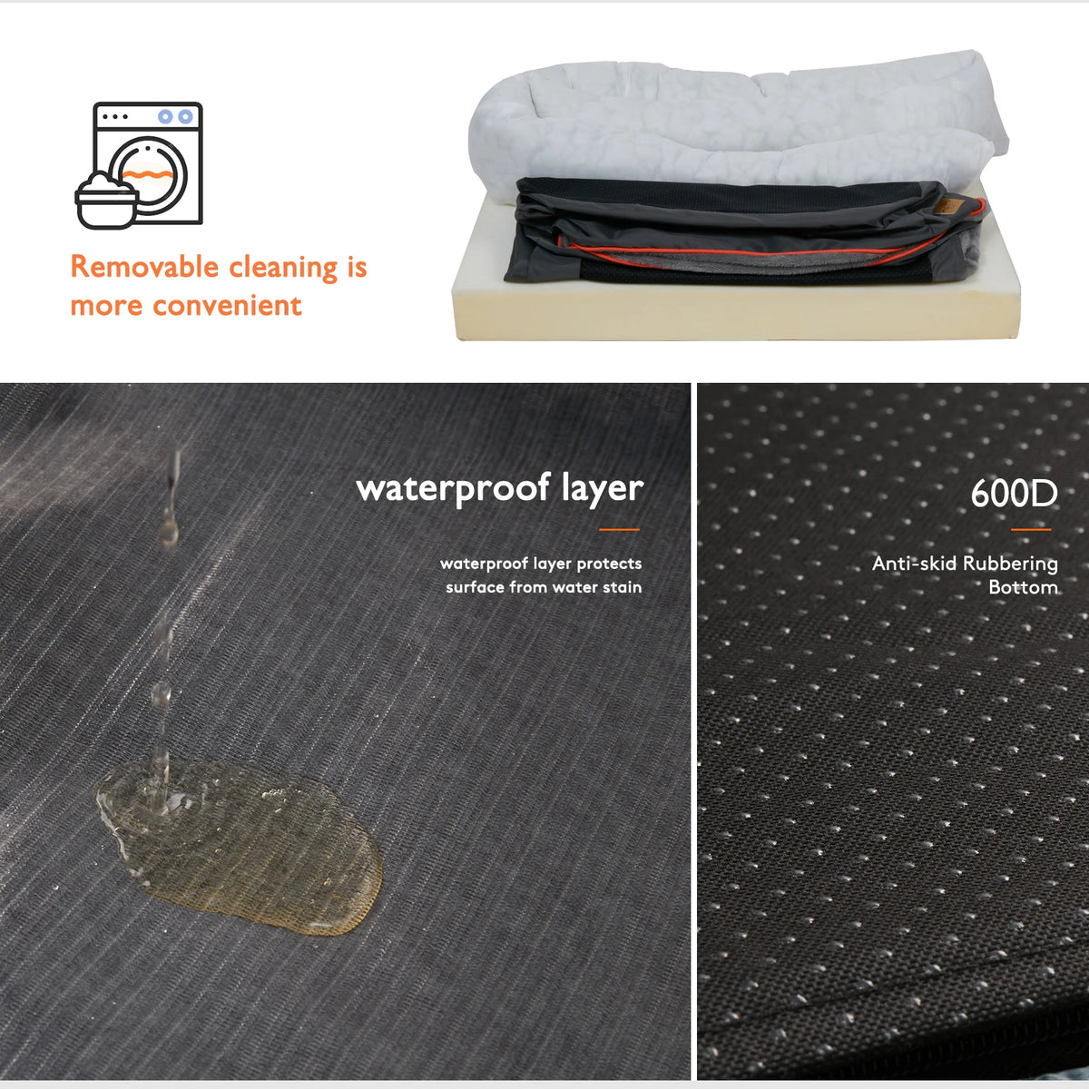 BINGOPAW Soft Foam Dog Bed With Removable Washable Cover