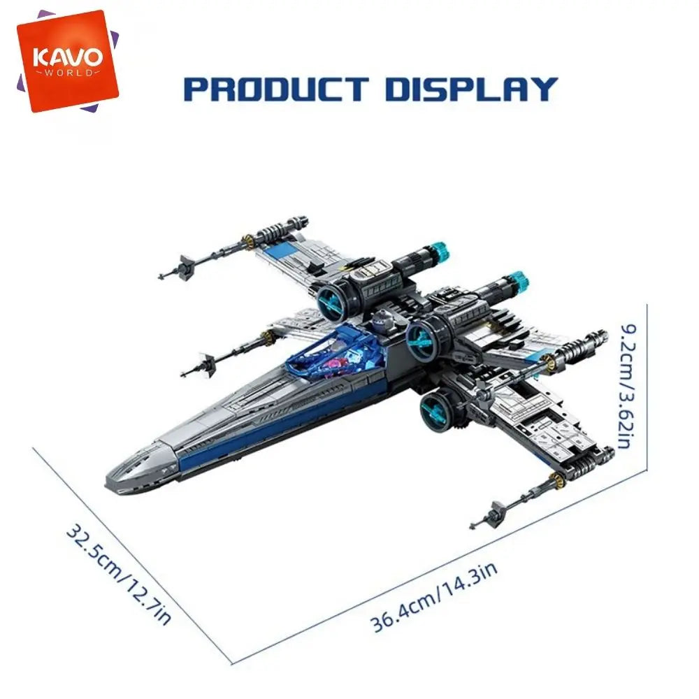 KAVOWORLD X-Wing Space Fighter Building Blocks Set With LED Lights