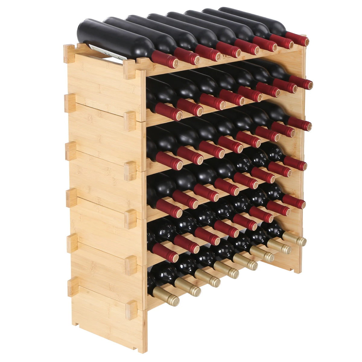 SucceBuy Stackable Bamboo Wine Rack Storage Display Shelves