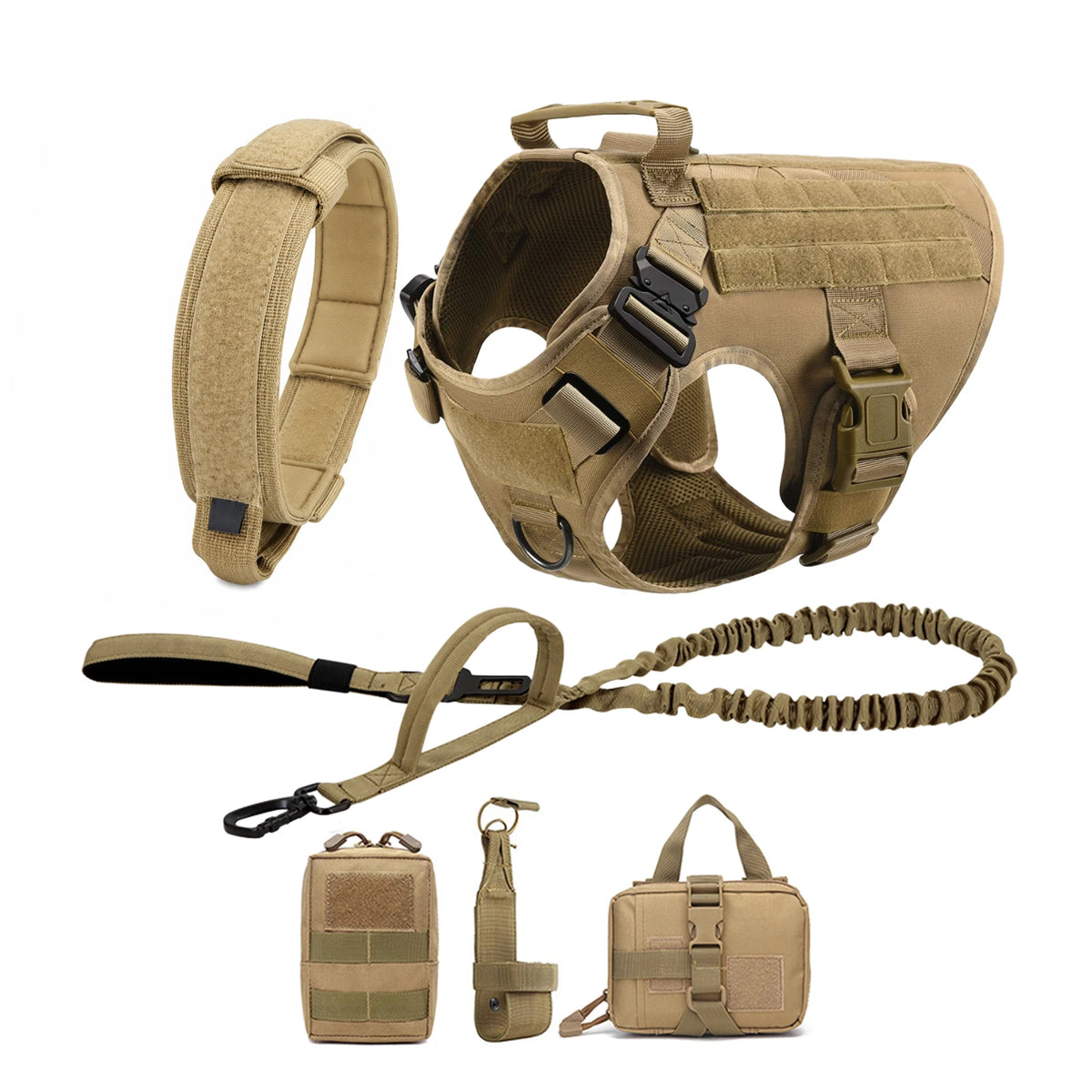 PETRAVEL Tactical Dog Harness With MOLLE Pouches For Training Walks