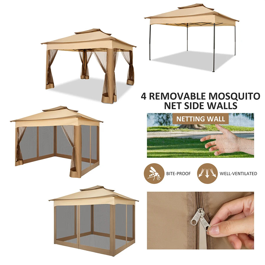 Tooluck Pop Up Gazebo Canopy With Mosquito Netting and Ventilated Roof