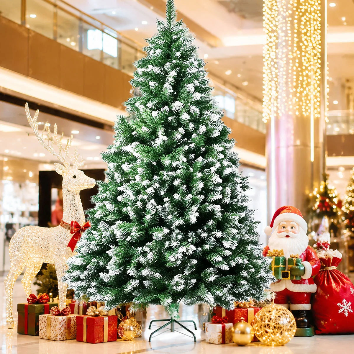 Artificial Christmas Tree With Foldable Metal Base For Holiday Decor