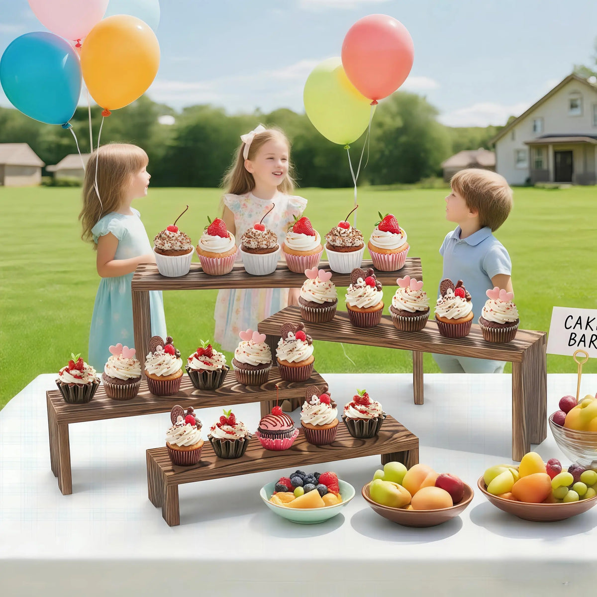 Wooden Tiered Display Riser Stands For Vendor Events