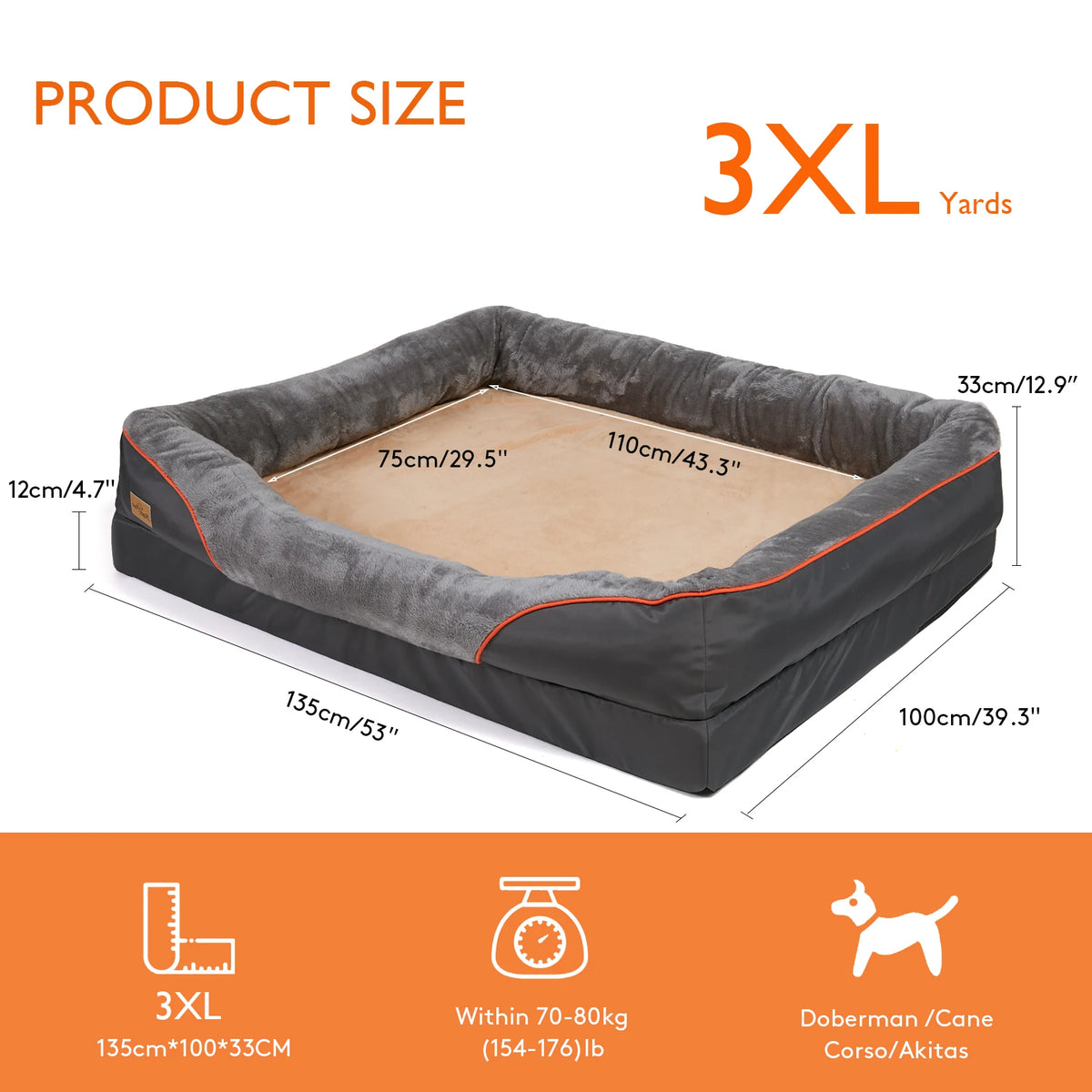 BINGOPAW Soft Foam Dog Bed With Removable Washable Cover