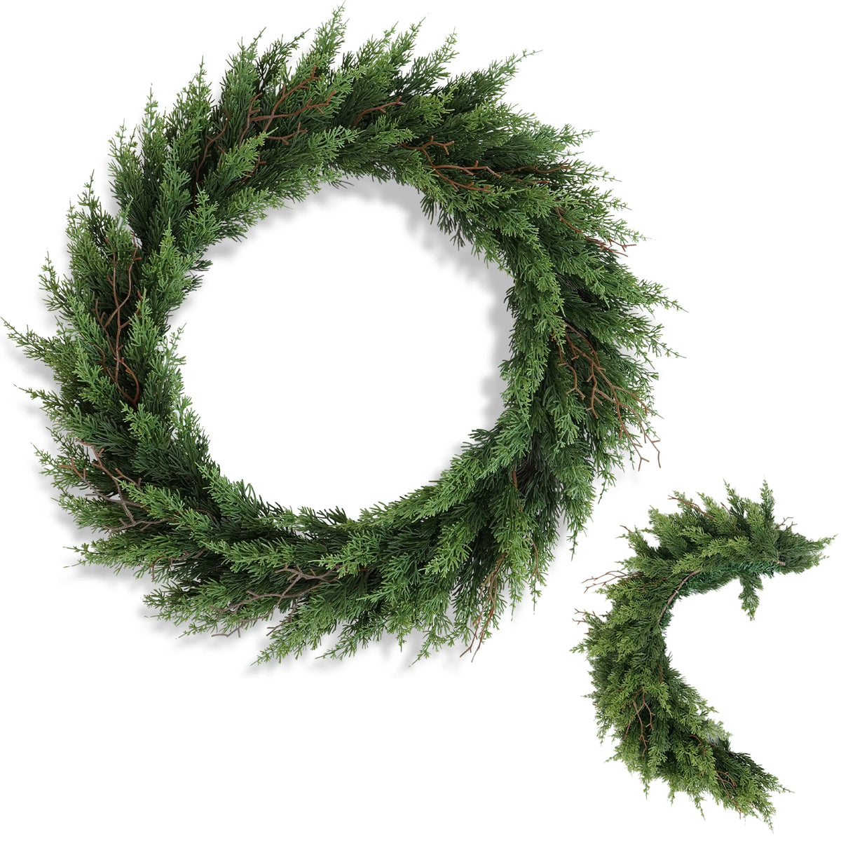 Olitree Foldable Artificial Cedar Christmas Wreath With Pinecones And Berries