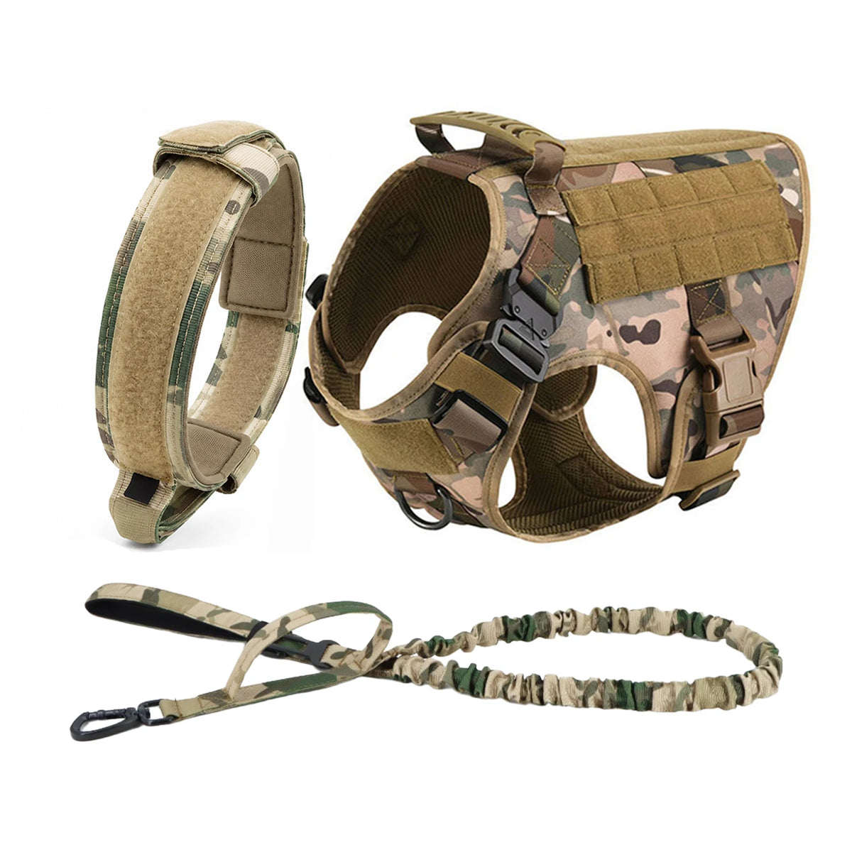 PETRAVEL Tactical Dog Harness With MOLLE Pouches For Training Walks