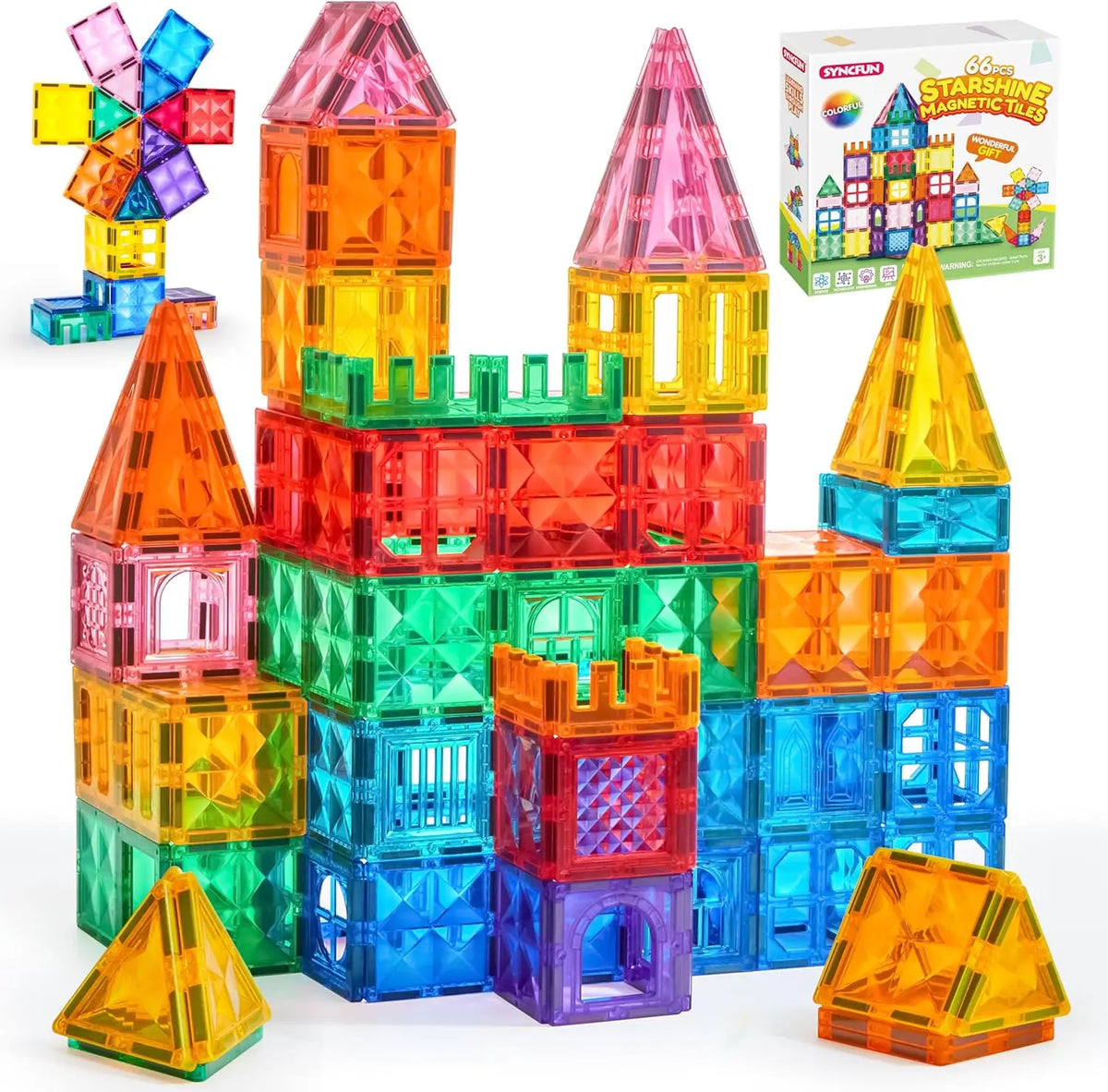 Joyfy Magnetic Building Tiles With Vehicle Construction Blocks Set