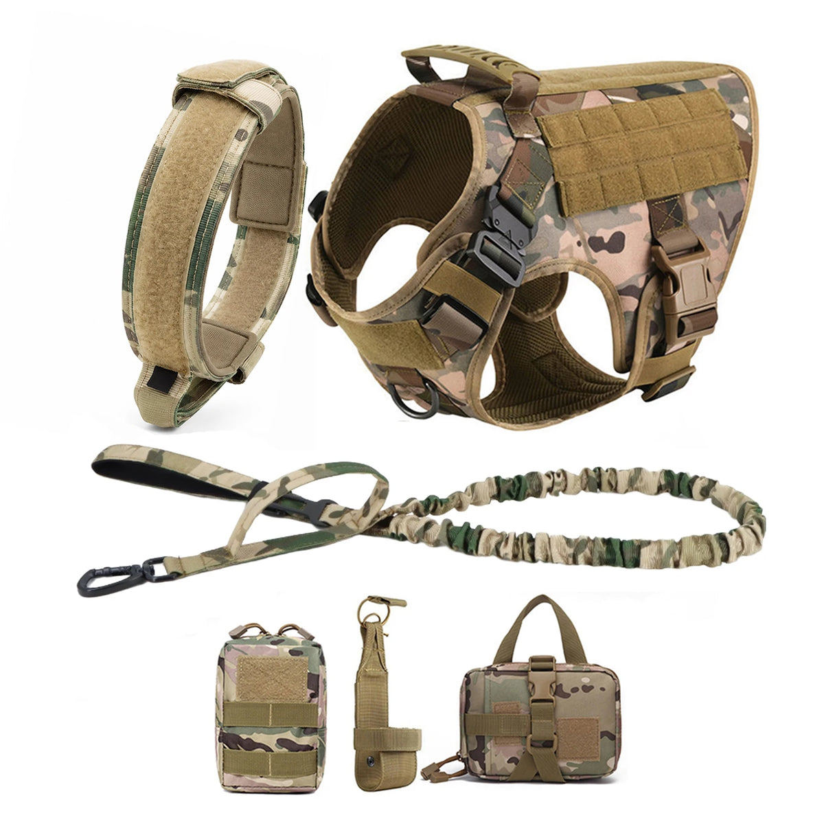 PETRAVEL Tactical Dog Harness With MOLLE Pouches For Training Walks