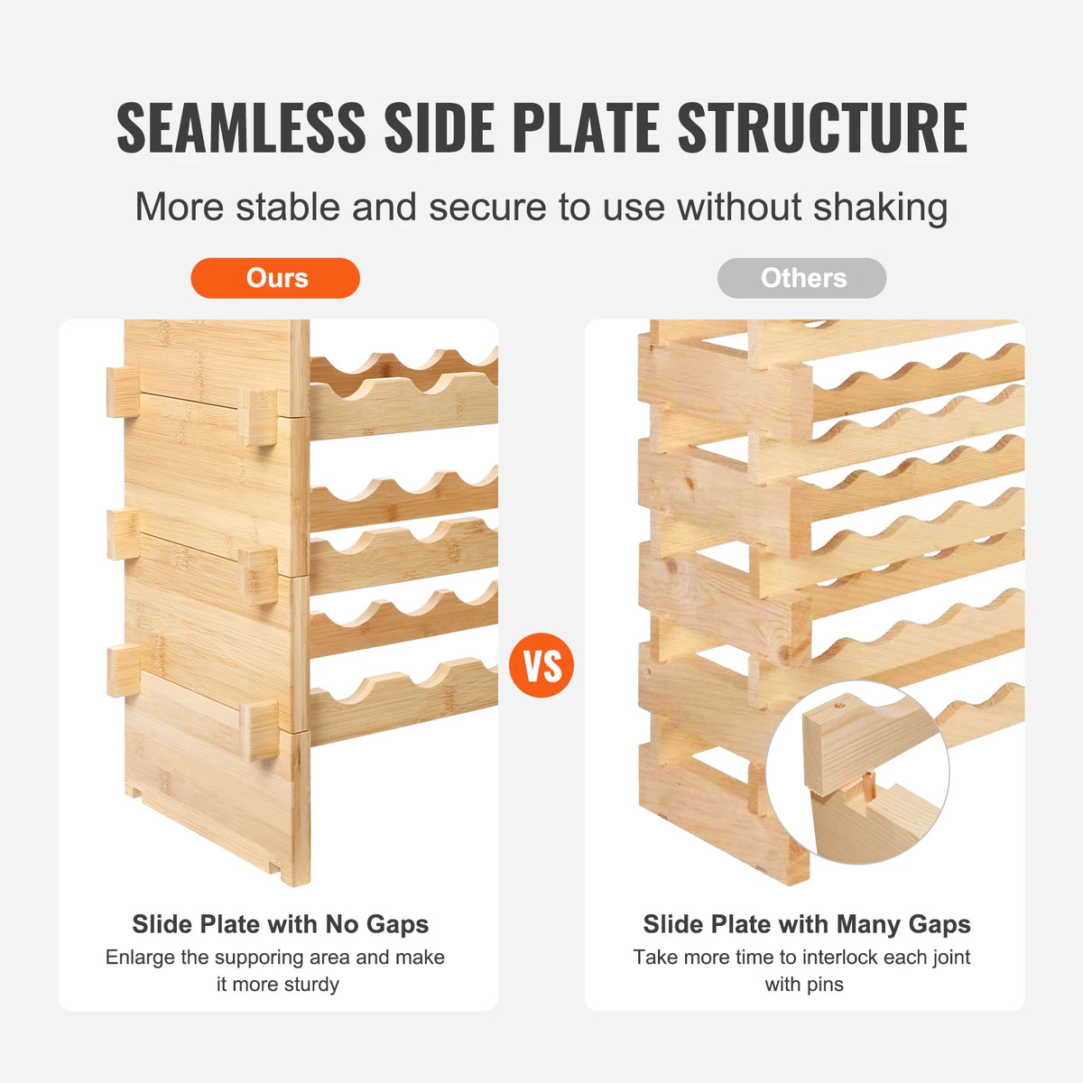 SucceBuy Stackable Bamboo Wine Rack Storage Display Shelves