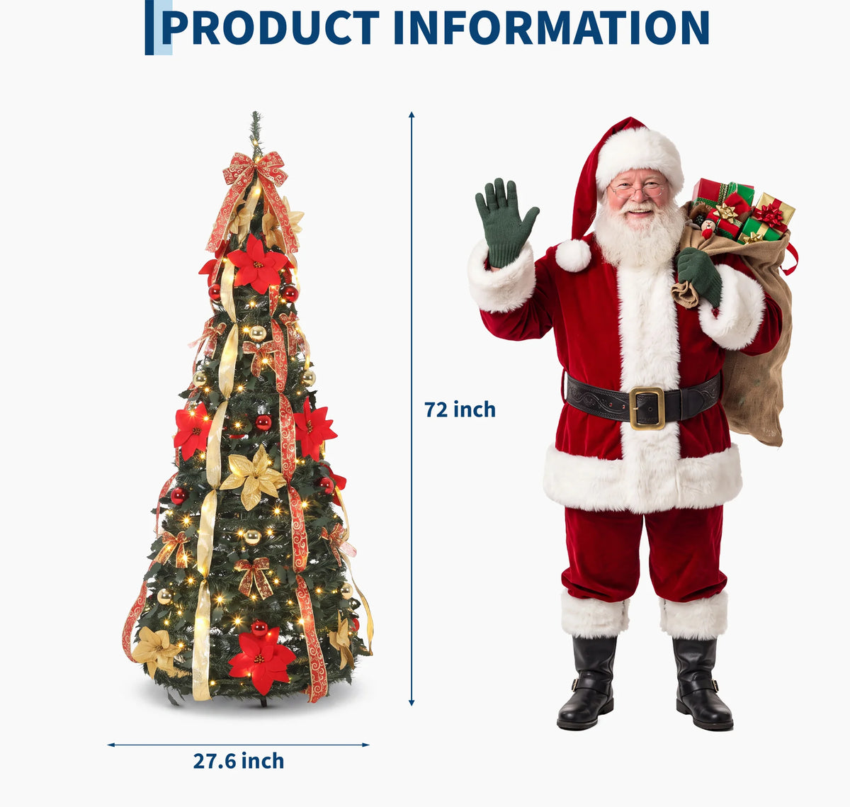 GAOMON Prelit Pop Up Christmas Tree With LED Lights