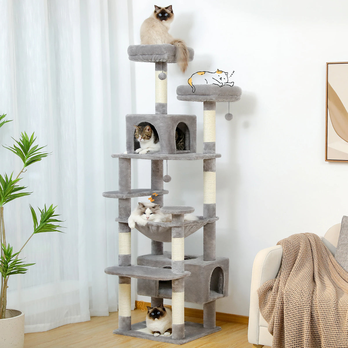 PAWZ Road Indoor Cat Tree Tower With Sisal Scratching Posts