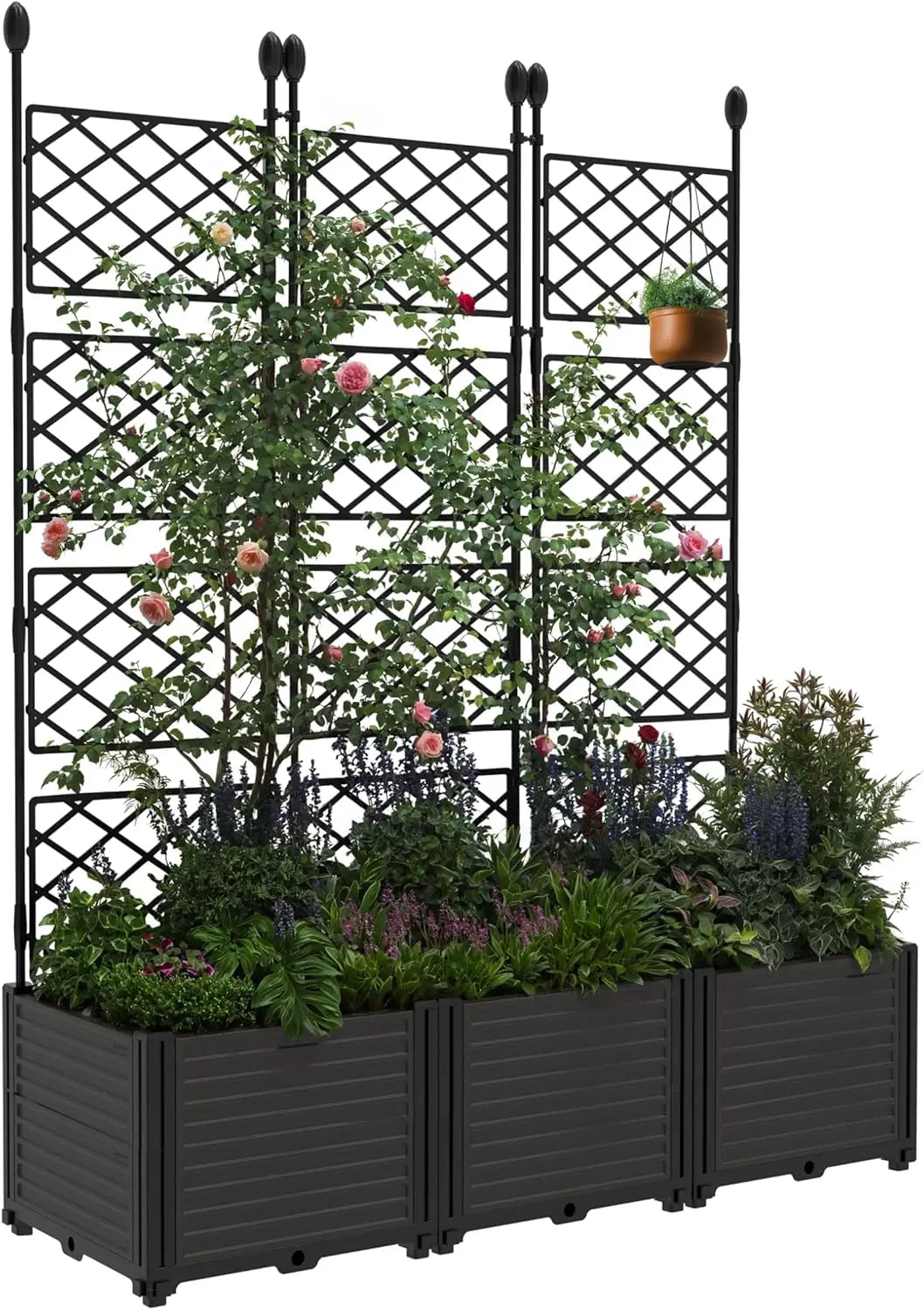 TWISTER.CK Plastic Planter Box With Trellis And Drainage