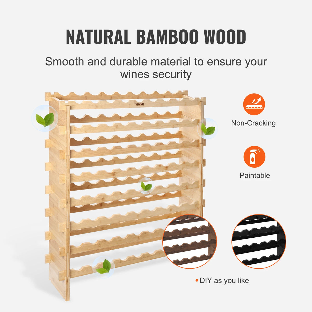 SucceBuy Stackable Bamboo Wine Rack Storage Display Shelves