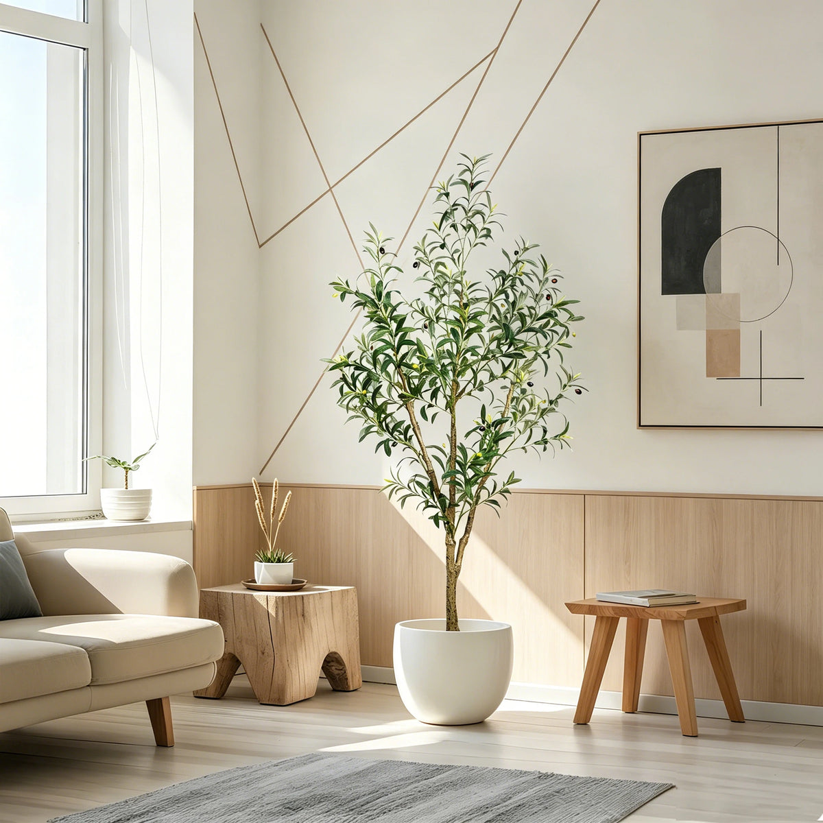 Olitree Artificial Olive Tree With Natural Wood Trunk Home Decor