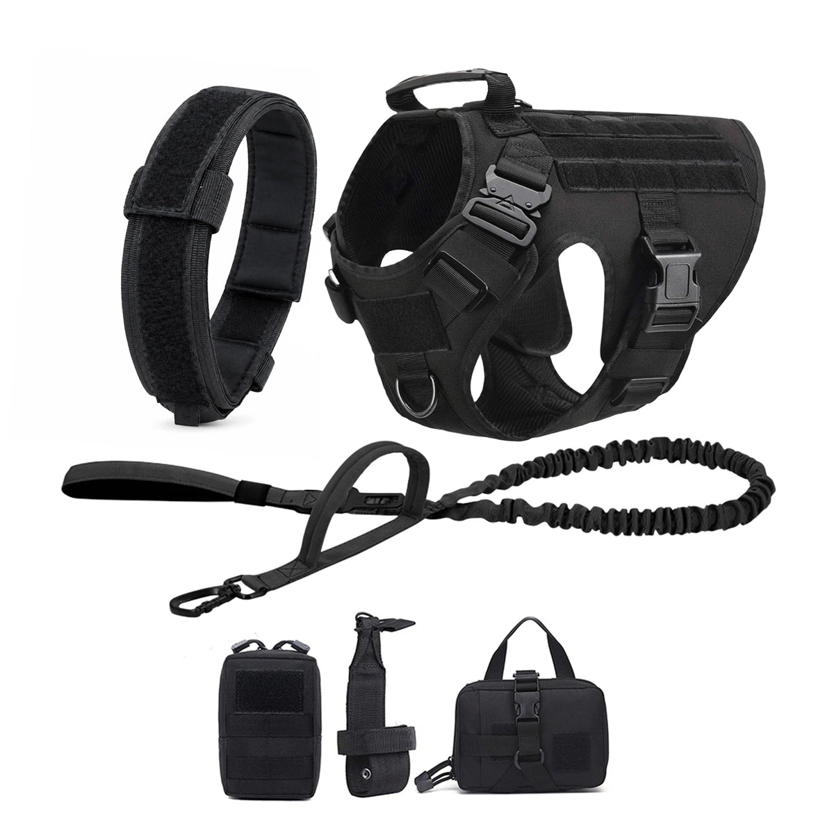 PETRAVEL Tactical Dog Harness With MOLLE Pouches For Training Walks
