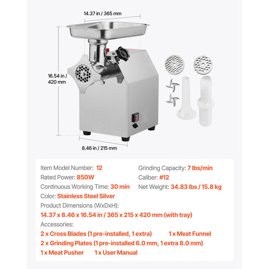 SucceBuy Commercial Electric Meat Grinder With Dual Grinding Plates