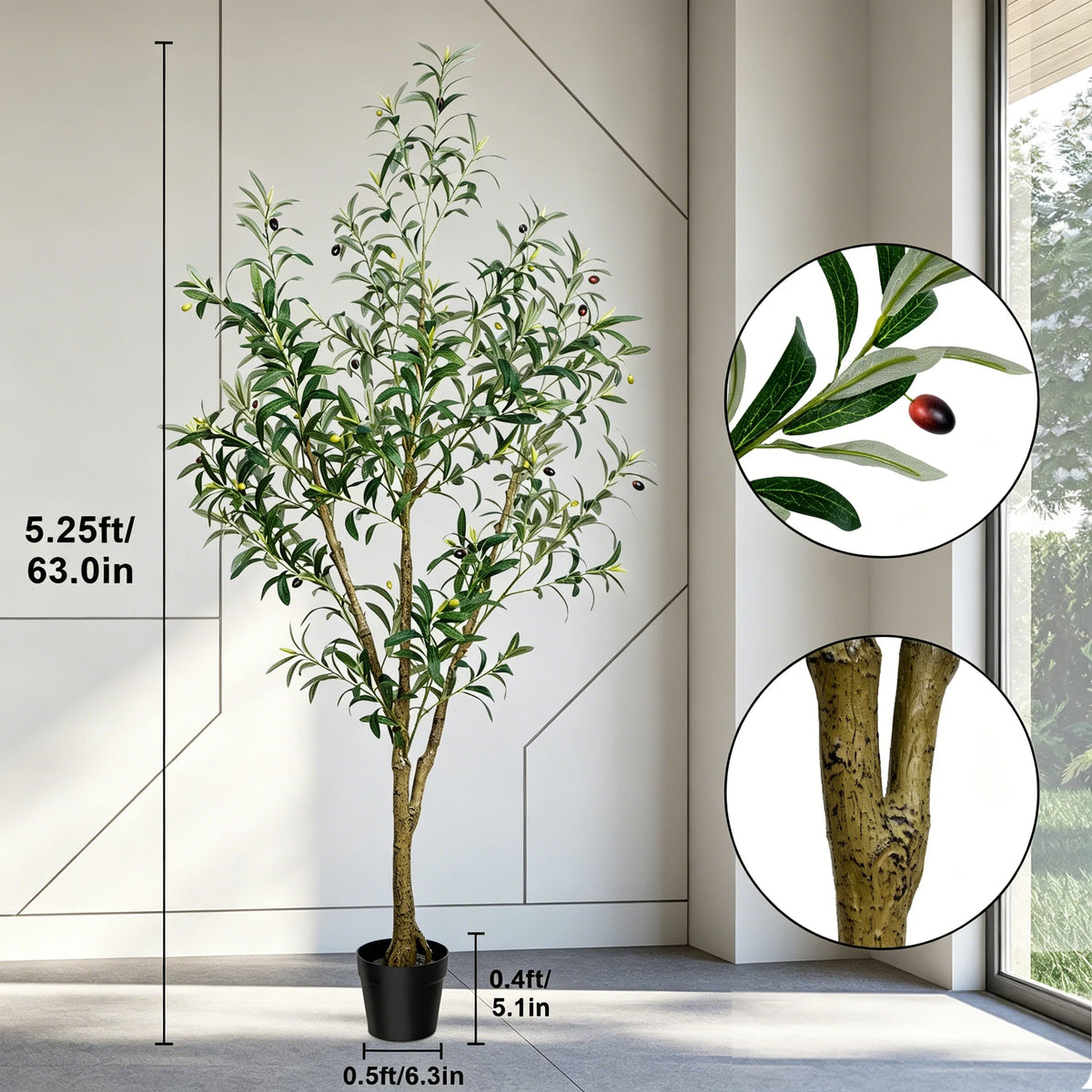 Olitree Artificial Olive Tree With Natural Wood Trunk Home Decor