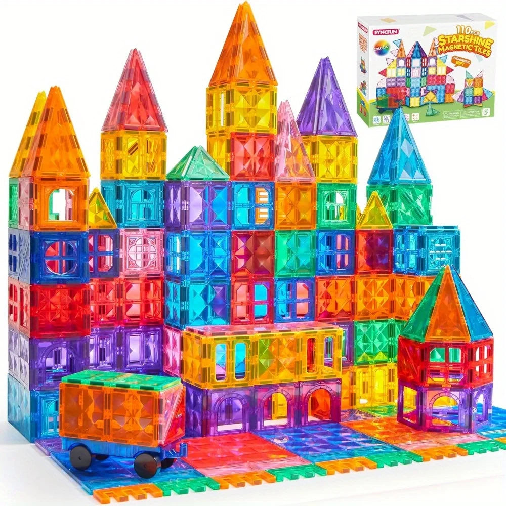 Joyfy Magnetic Building Tiles With Vehicle Construction Blocks Set