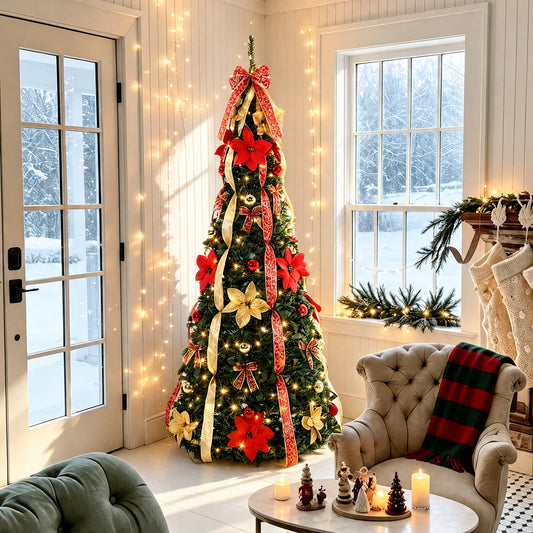 GAOMON Prelit Pop Up Christmas Tree With LED Lights