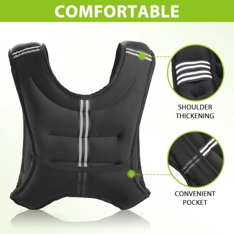 Reflective Weighted Vest with Pocket for Fitness Training