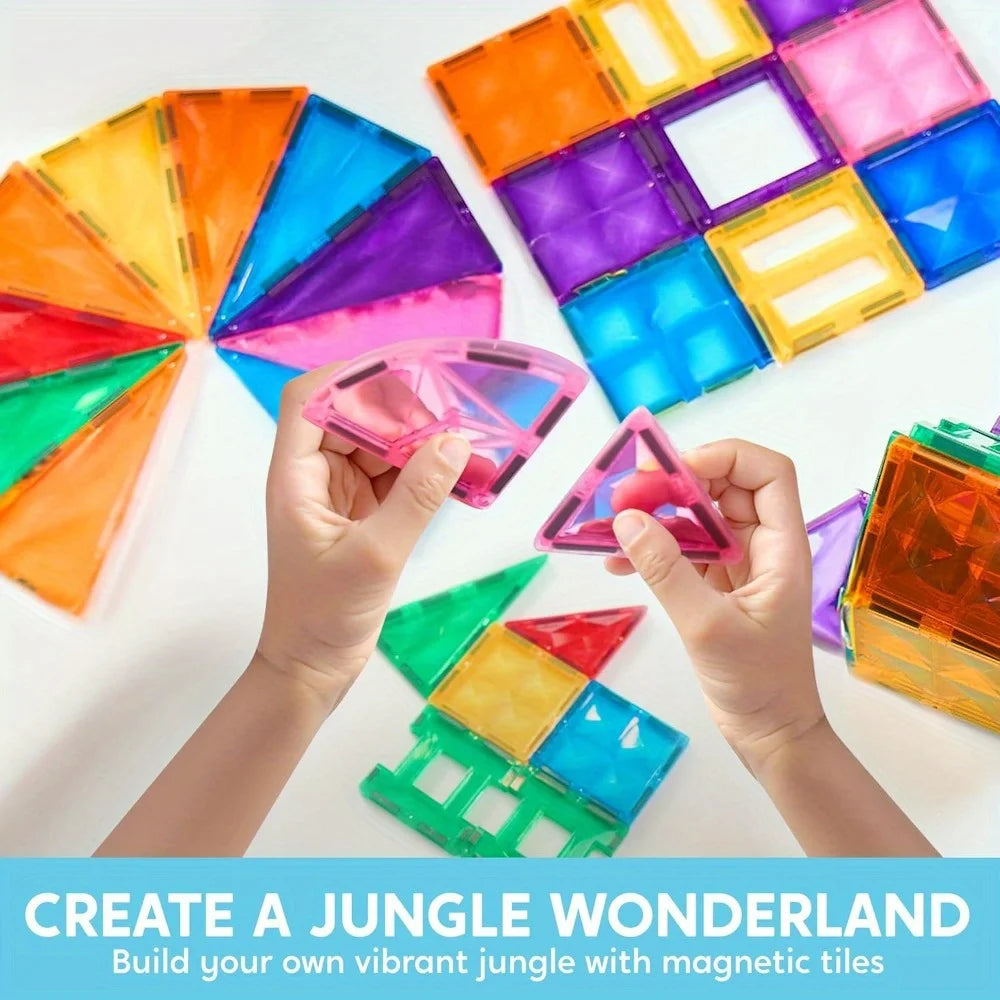 Joyfy Magnetic Building Tiles With Vehicle Construction Blocks Set