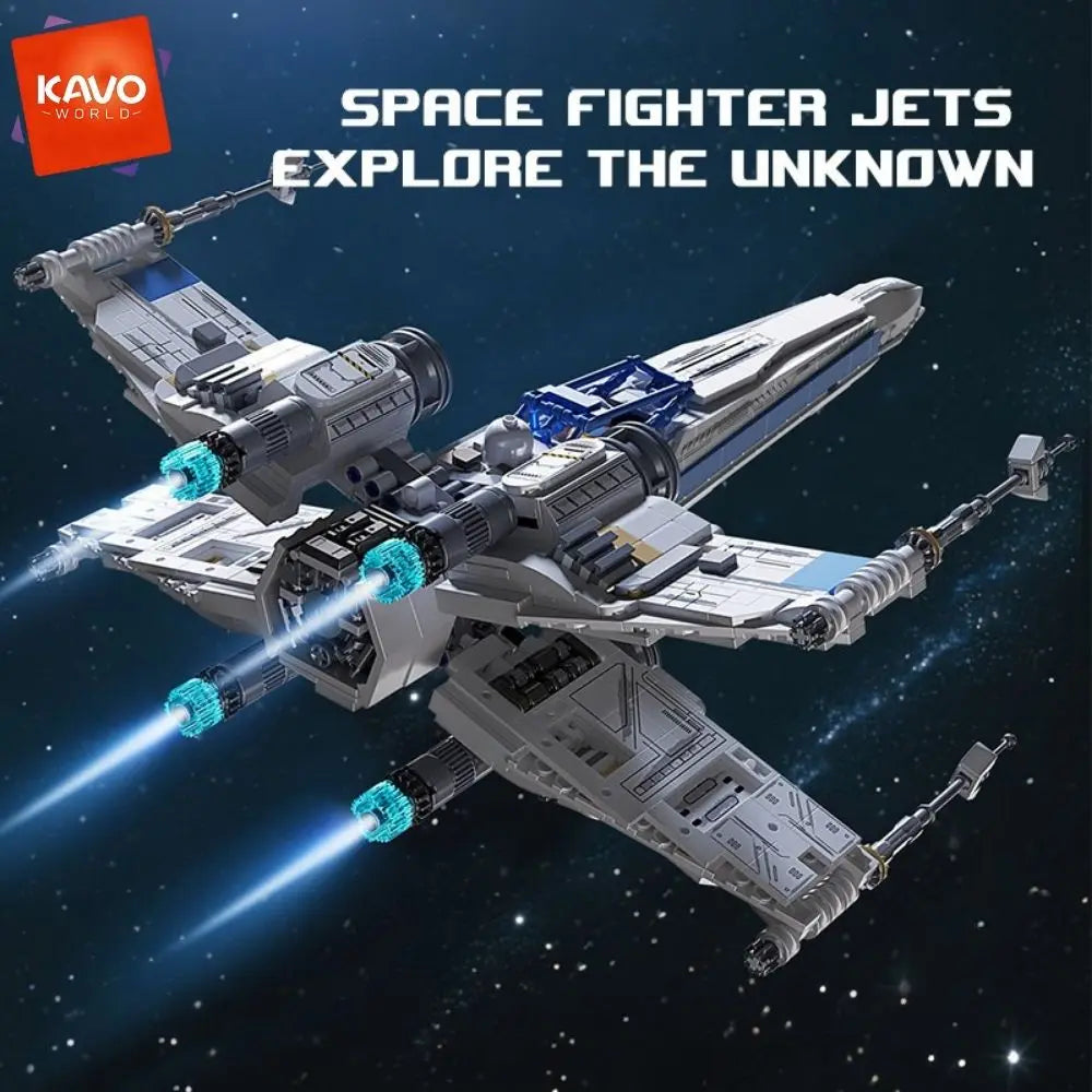 KAVOWORLD X-Wing Space Fighter Building Blocks Set With LED Lights
