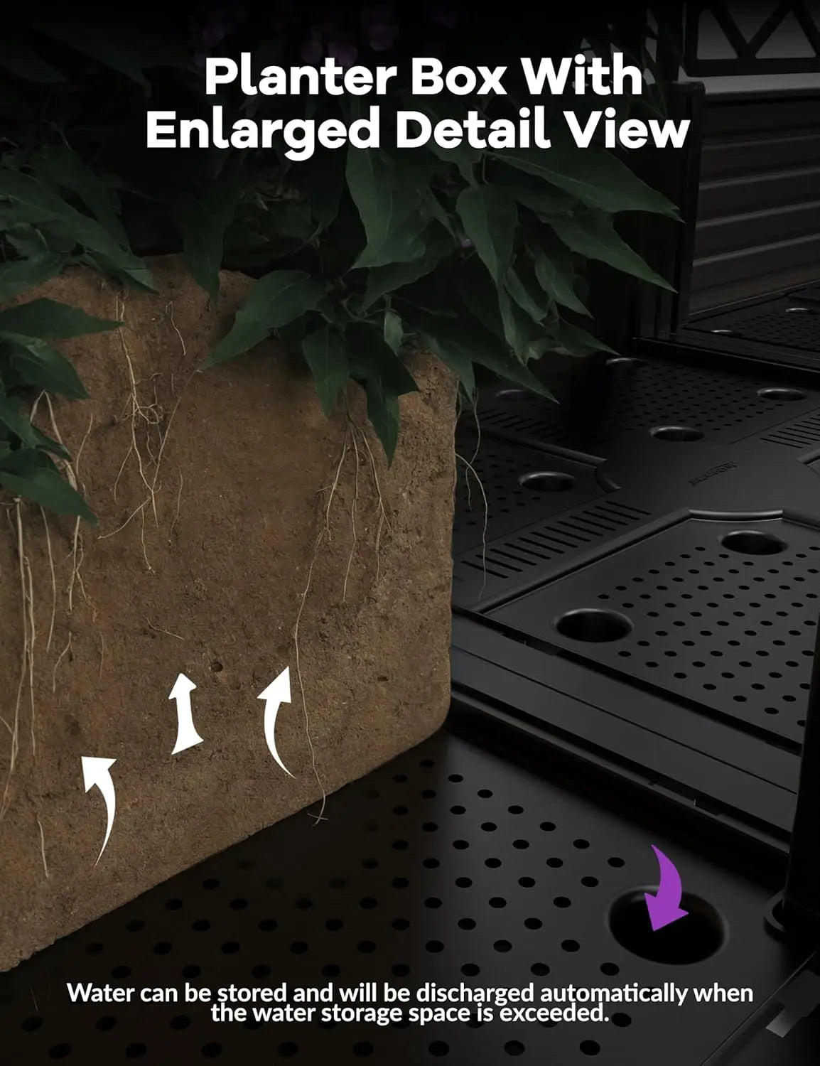 TWISTER.CK Plastic Planter Box With Trellis And Drainage