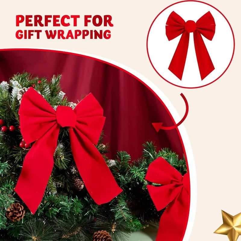 Joyfy Velvet Christmas Bows for Wreaths Garlands and Holiday Decor