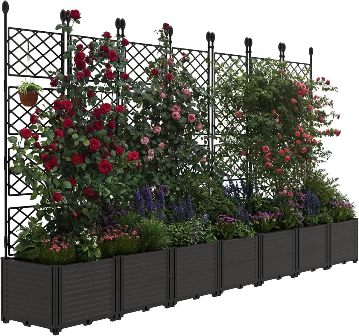 TWISTER.CK Plastic Planter Box With Trellis And Drainage