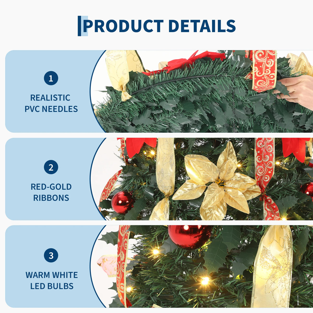 GAOMON Prelit Pop Up Christmas Tree With LED Lights