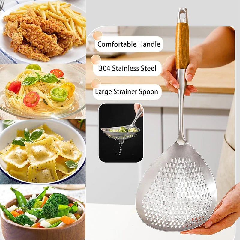 Stainless Steel Spider Strainer Skimmer Ladle for Cooking and Frying