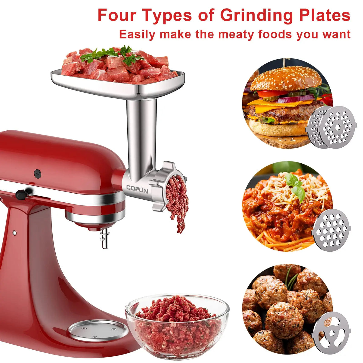 Meat Grinder and Slicer Shredder Attachments for KitchenAid Stand Mixer