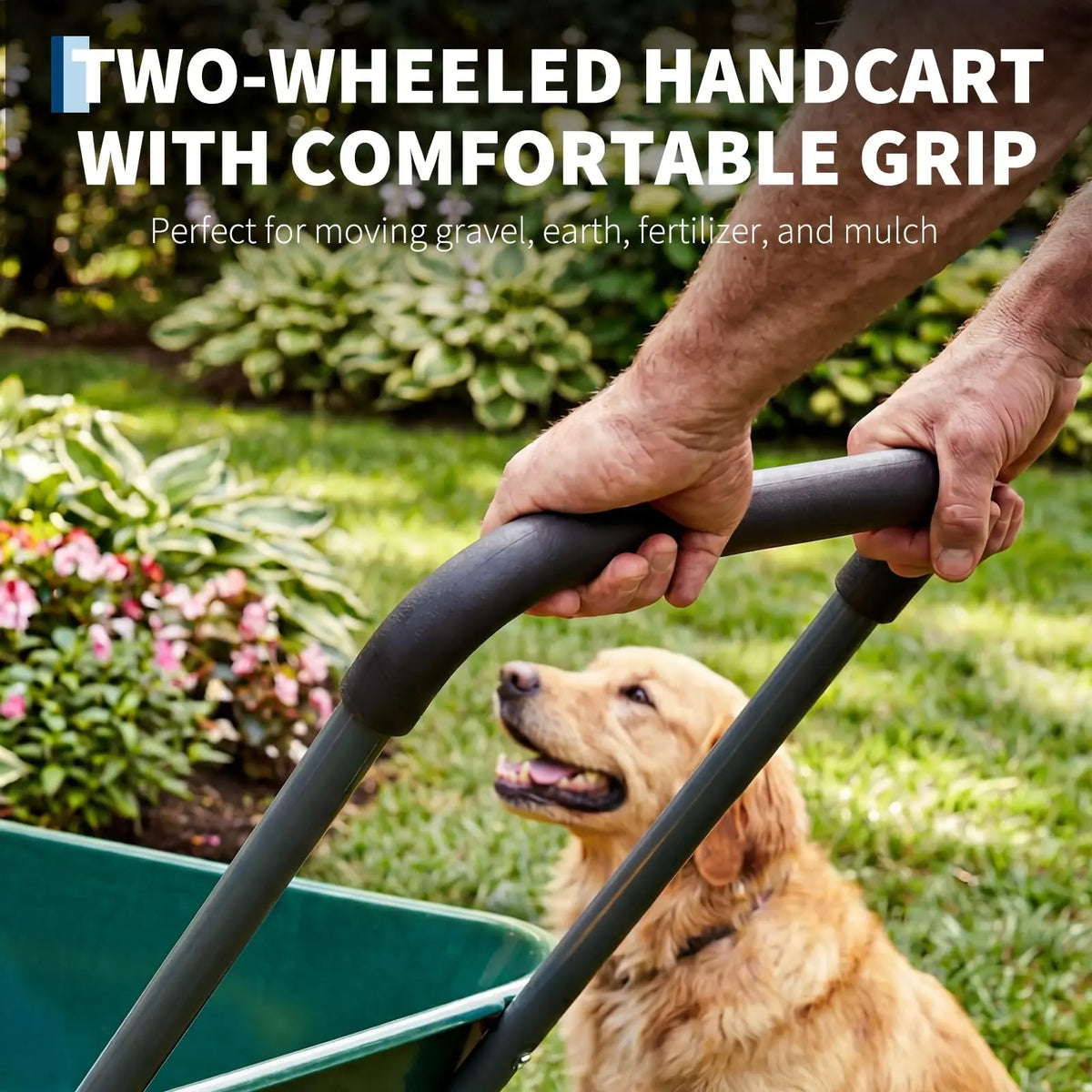 HiMISS Dual Wheelbarrow Garden Utility Cart With Dump Bed