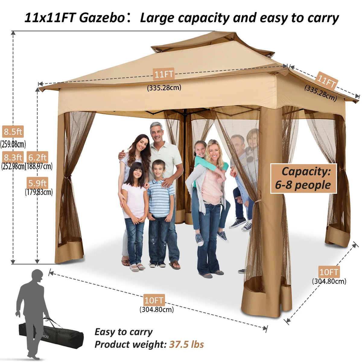 Tooluck Pop Up Gazebo Canopy With Mosquito Netting and Ventilated Roof