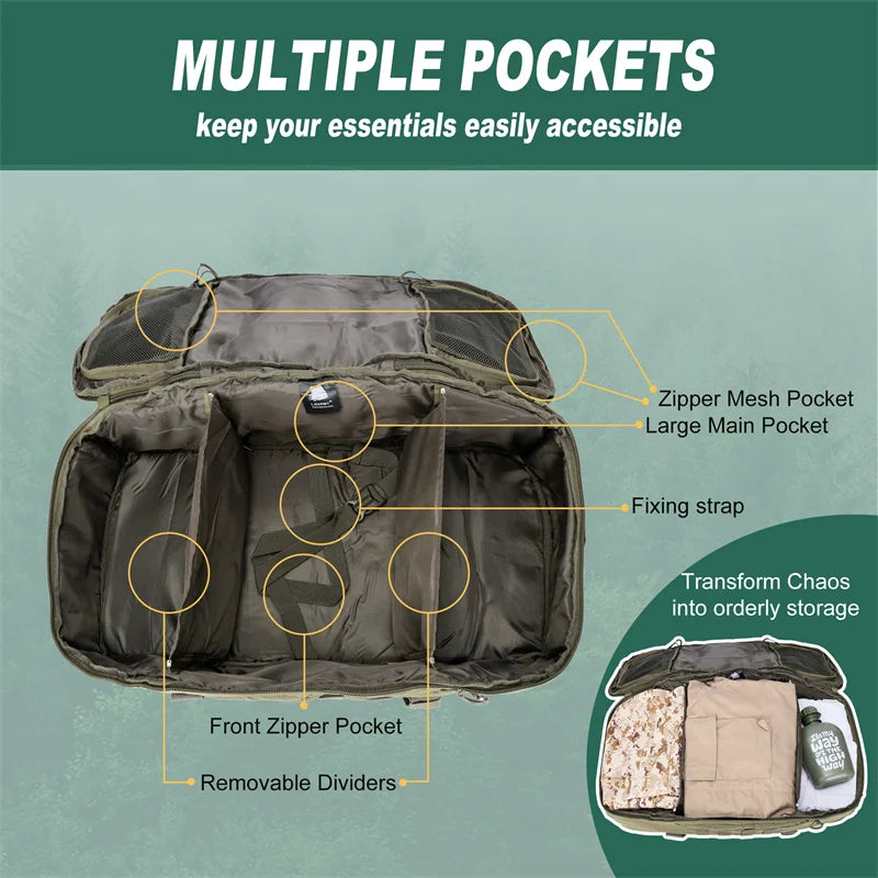 LQARMY Tactical Hiking Backpack for Camping Travel and Outdoor Adventures