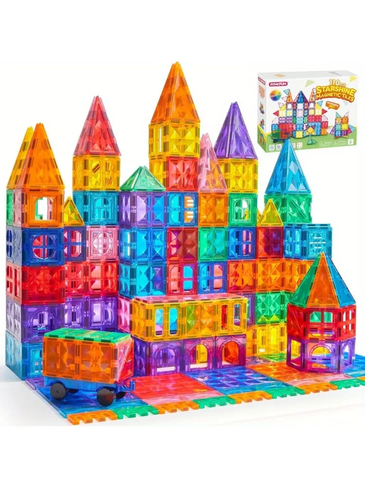 Joyfy Magnetic Building Tiles With Vehicle Construction Blocks Set